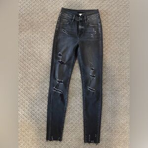 KanCan Black Skinny Jeans with Edgy Distressing